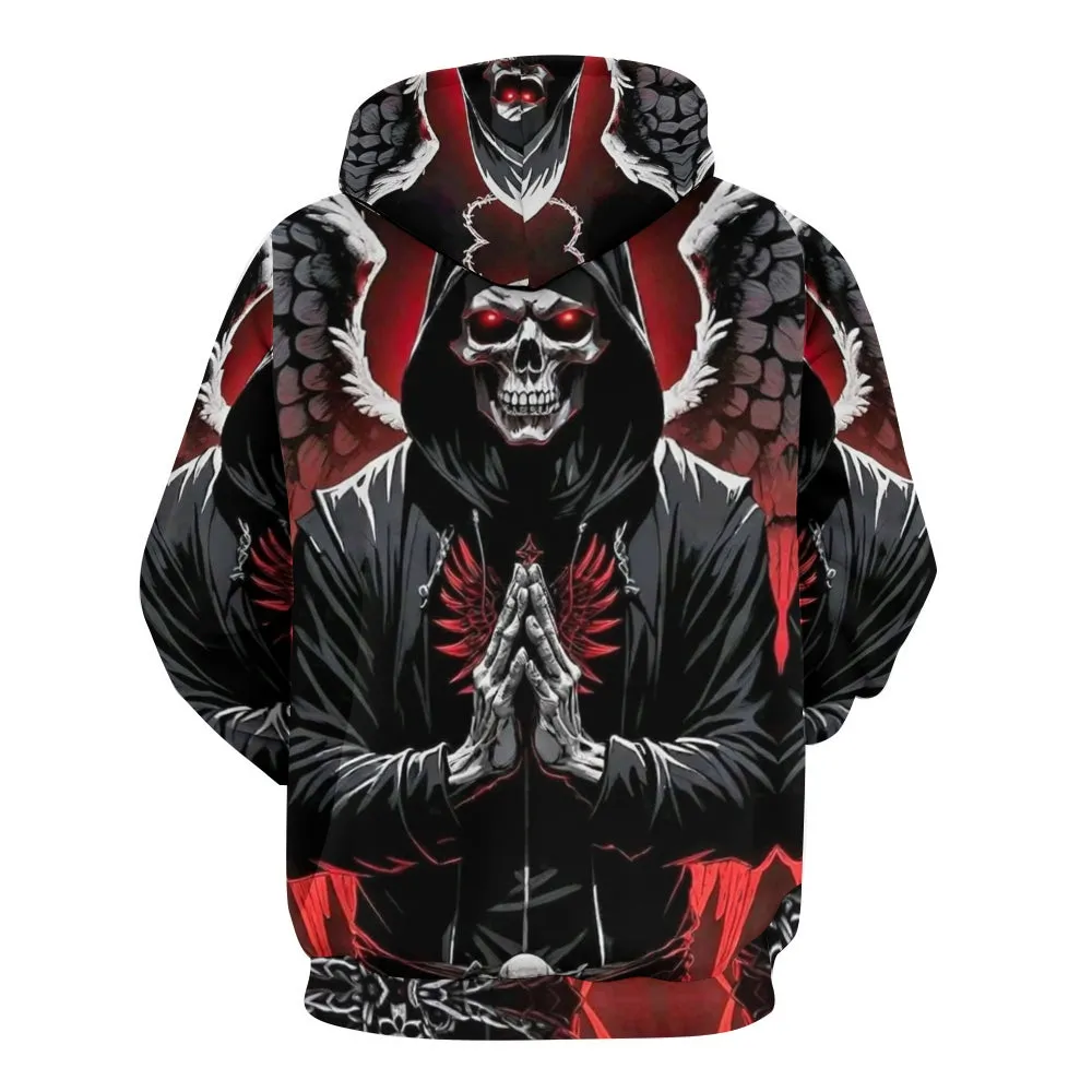 Mens Halloween Pray SKull Print 3D Print Hoodies