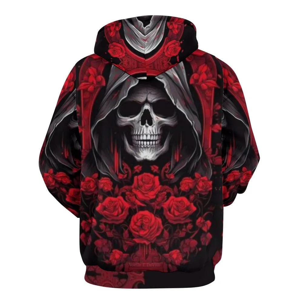 Mens Halloween Skull with Roses 3D Print Hoodies