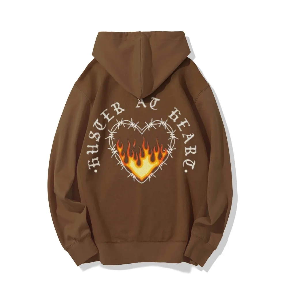 Mens Heart With Flame Graphic Hoodies