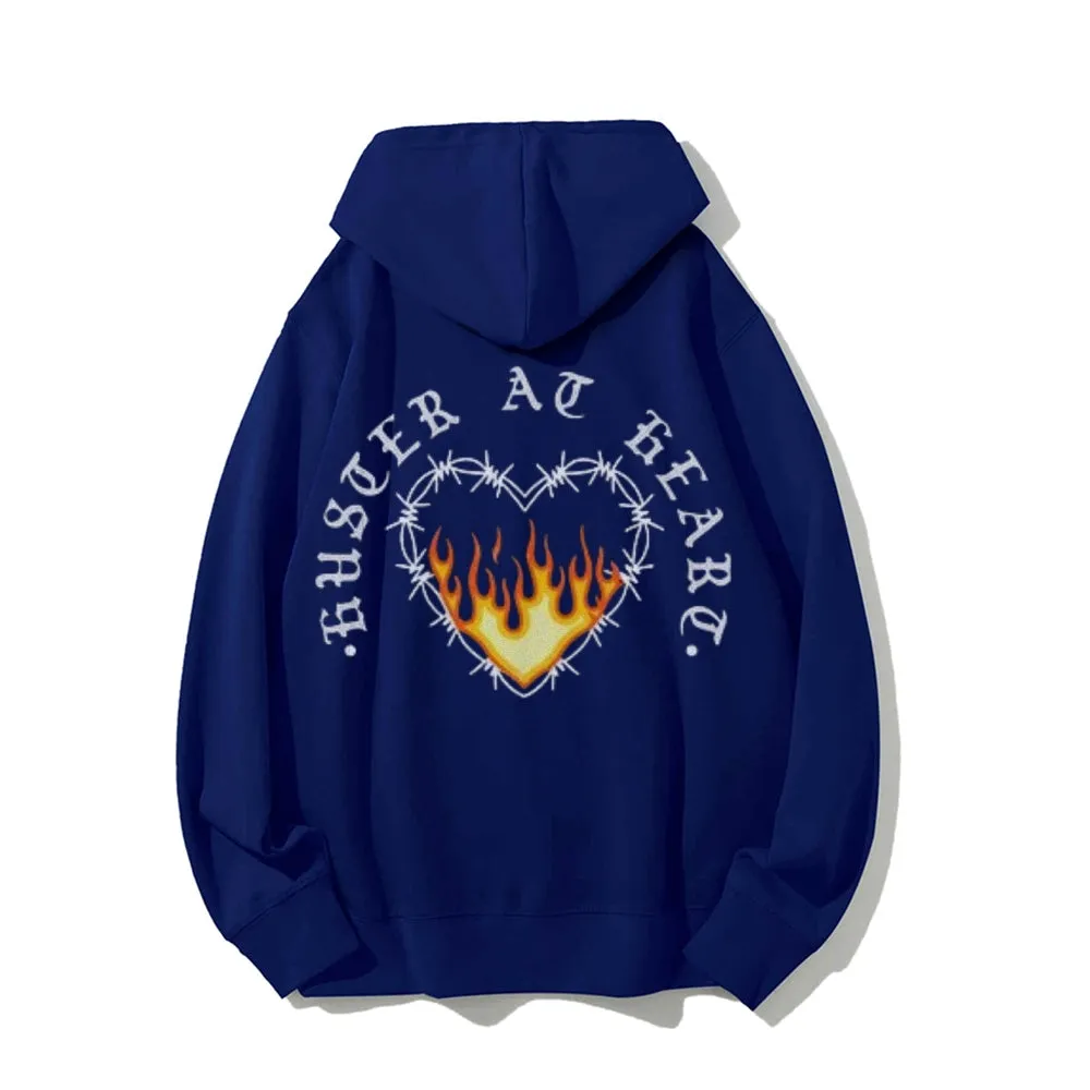 Mens Heart With Flame Graphic Hoodies