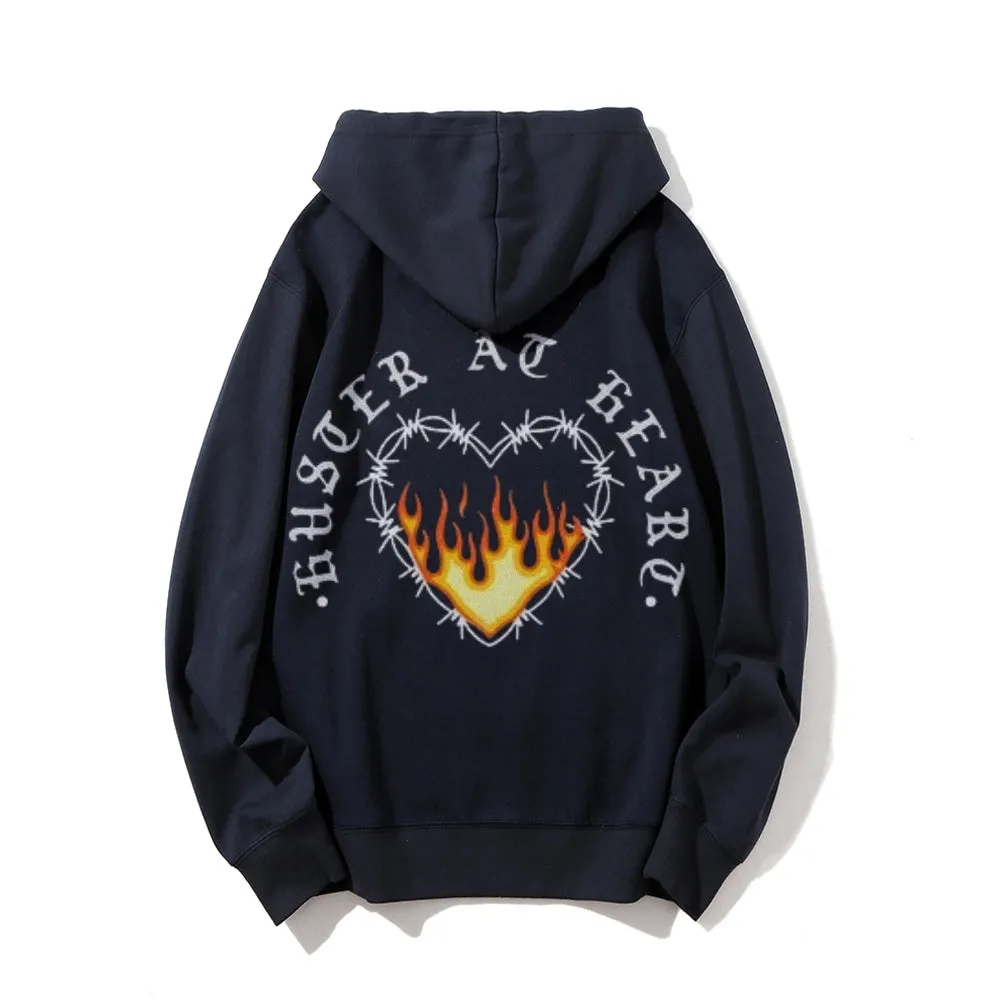 Mens Heart With Flame Graphic Hoodies