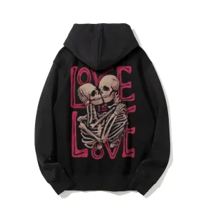 Mens Love Is Love Skull Graphic Pullover Hoodies