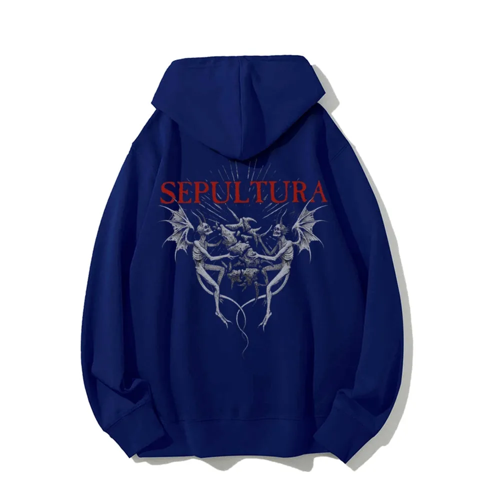 Mens Sepultura Skull Graphic Hoodies