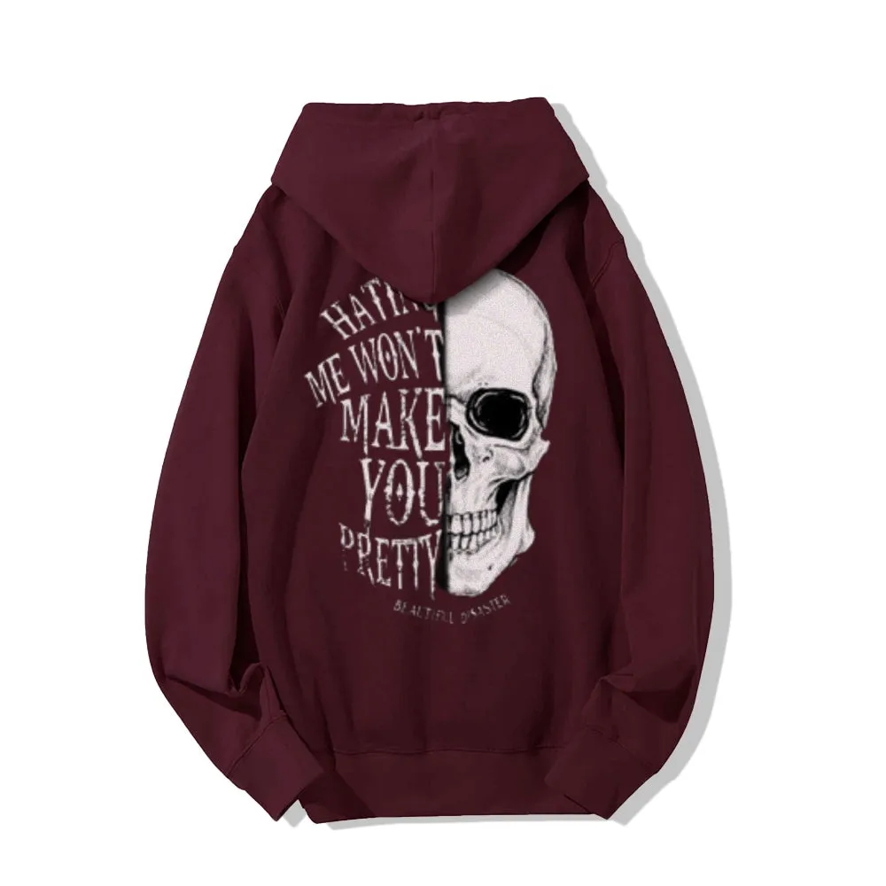 Mens Skull with Letter Graphic Pullover Hoodies