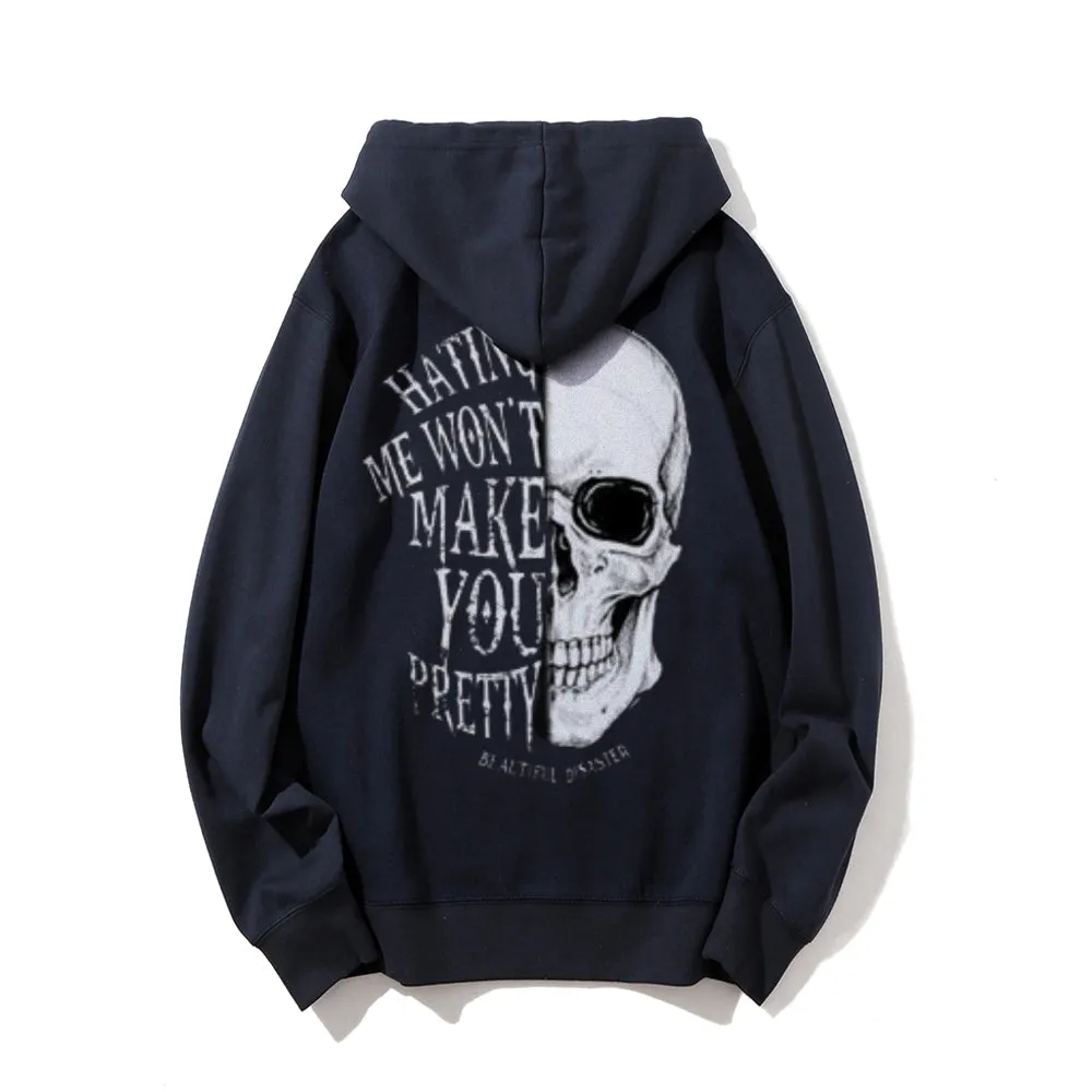 Mens Skull with Letter Graphic Pullover Hoodies