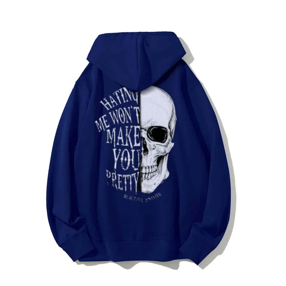 Mens Skull with Letter Graphic Pullover Hoodies