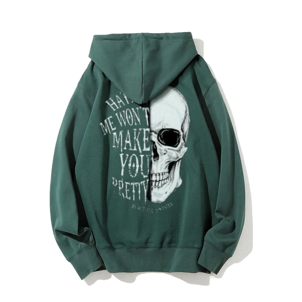 Mens Skull with Letter Graphic Pullover Hoodies