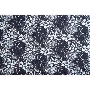 Modern Floral Cotton Fabric | Black & Grey