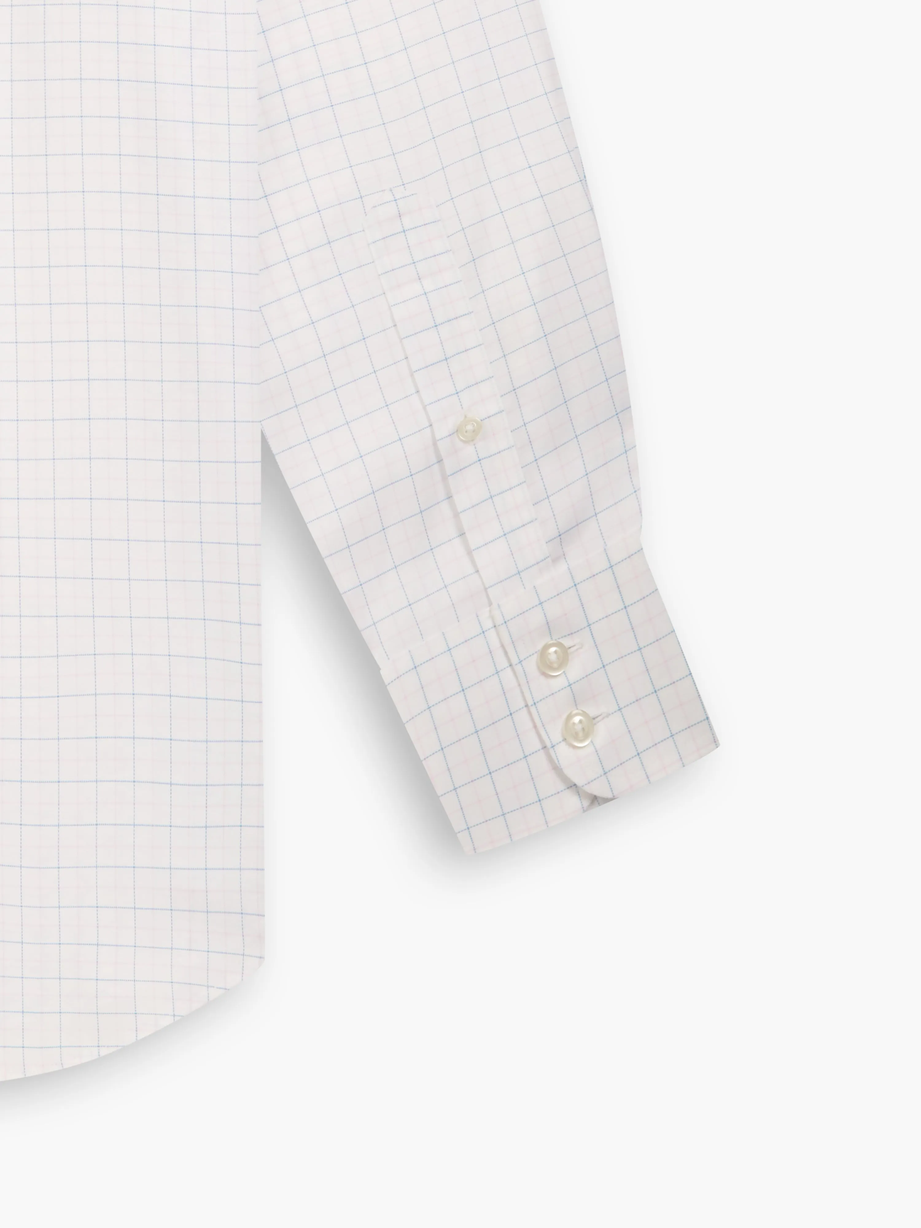 Non-Iron Blue & Pink Double Check Oxford Fitted Single Cuff Classic Collar Shirt