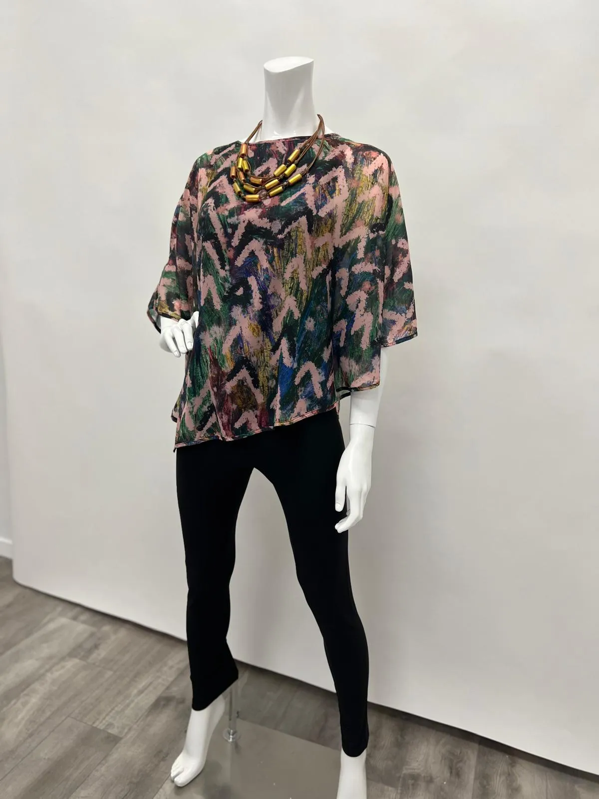 Off the shoulder Chevron Fall Art Deco Print Blouse | LIOR Women's