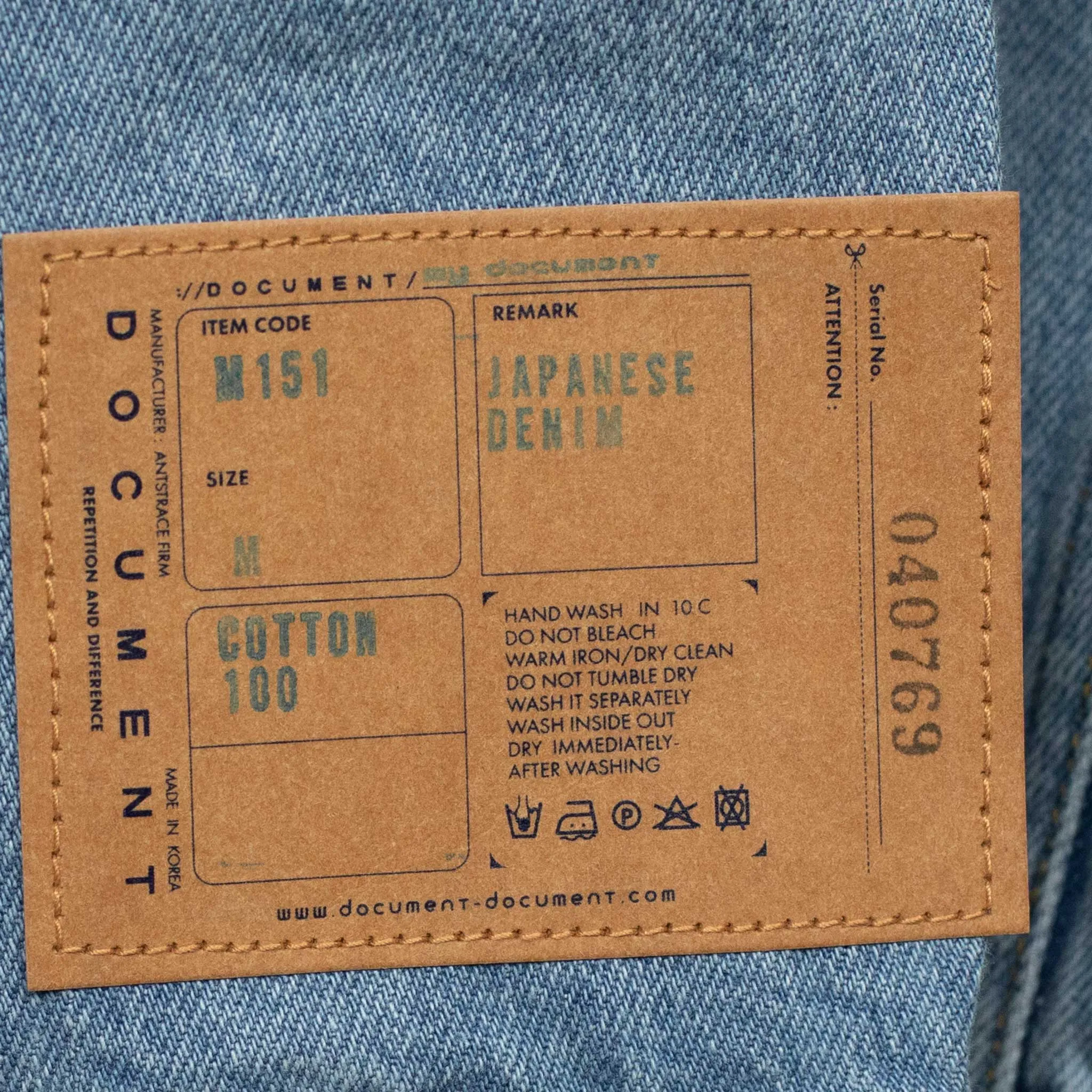 Patch pocket shirt jacket in Japanese stonewashed denim