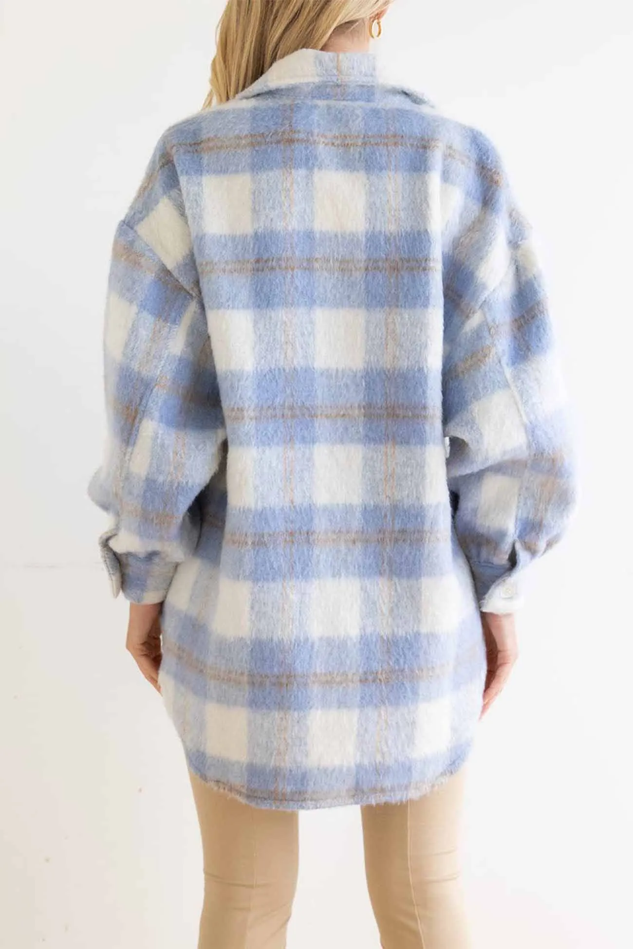 Plaid Mohair Button Up Coat