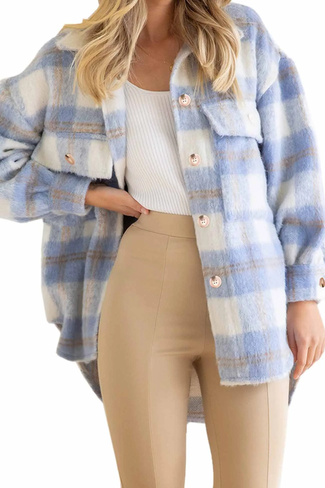 Plaid Mohair Button Up Coat