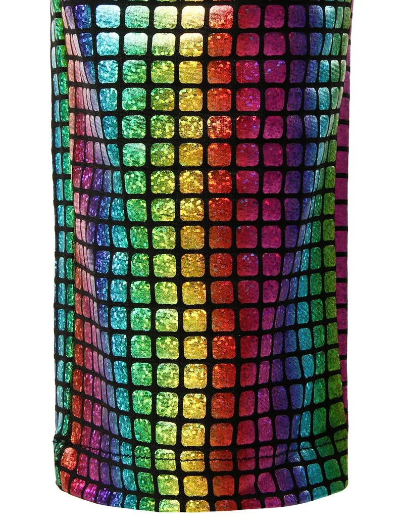 Rainbow Square Sequins Men Loose Drawstring Pants