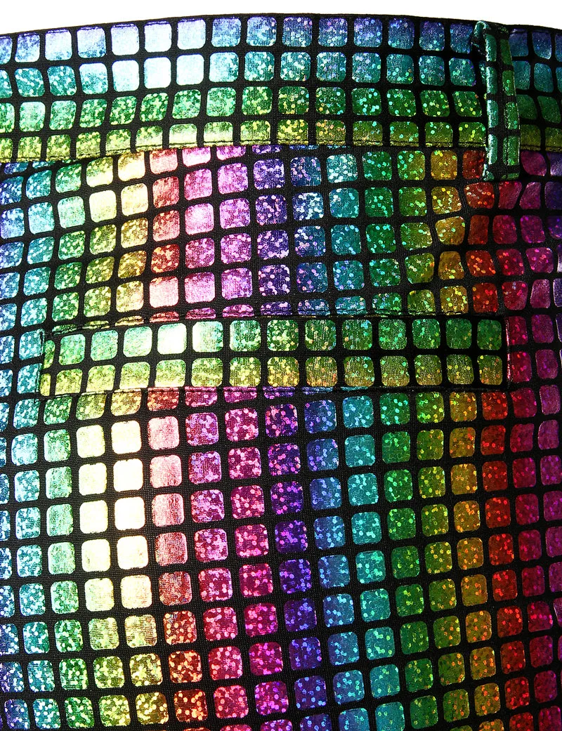 Rainbow Square Sequins Men Loose Drawstring Pants