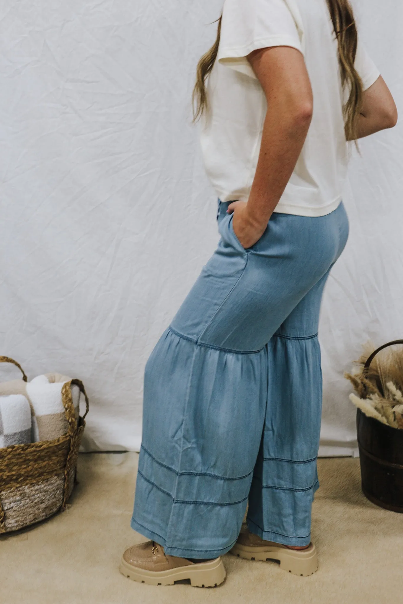 Ready To Mingle Chambray Denim Pants