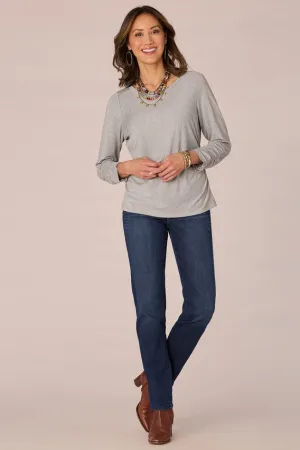 Ruched Side Knit Top - Heather Grey