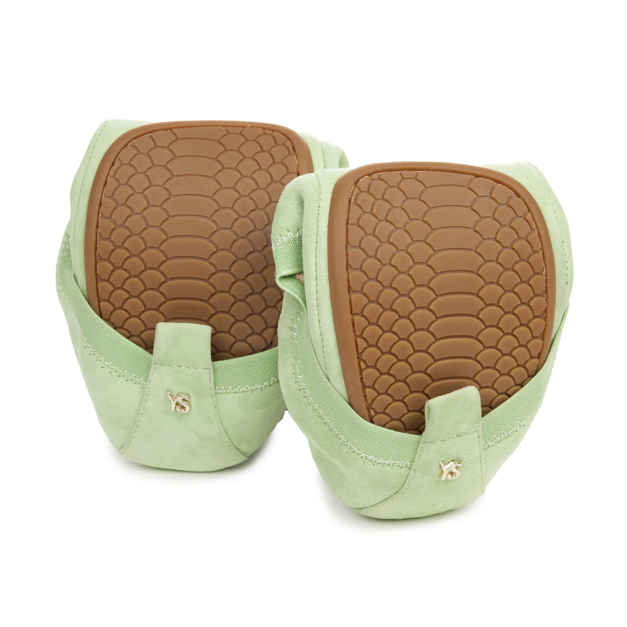 Samara Foldable Ballet Flat in Matcha Suede