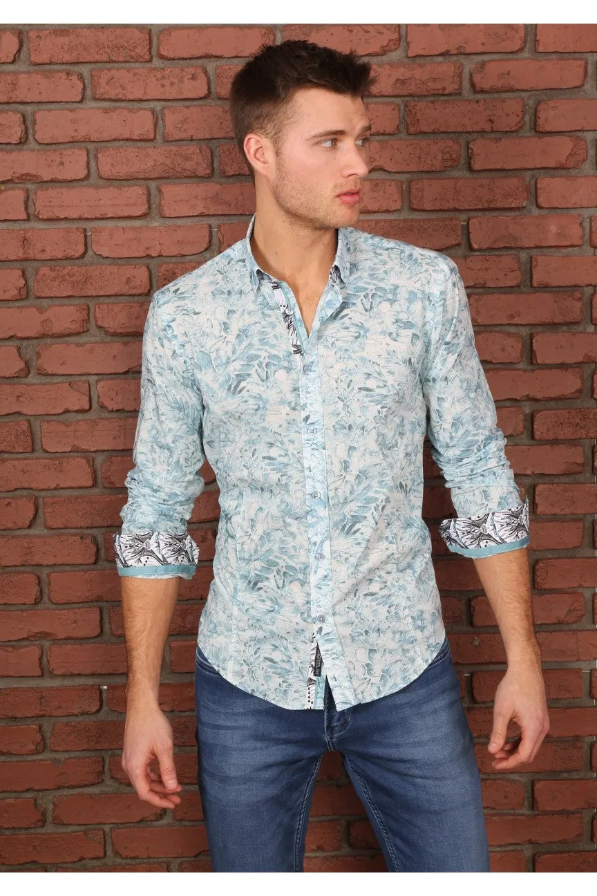 Teal Floral Button Down Shirt