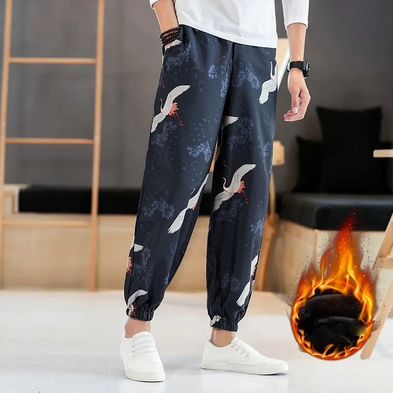 Thick Warm Chinese Style Men Jogger Pants