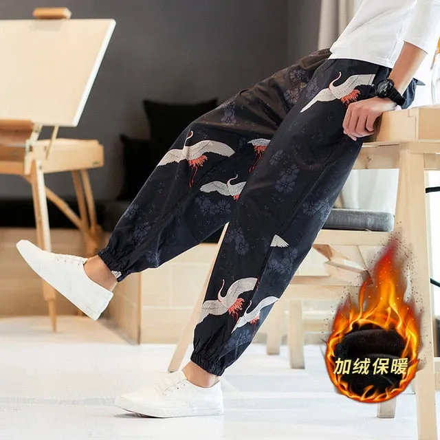 Thick Warm Chinese Style Men Jogger Pants