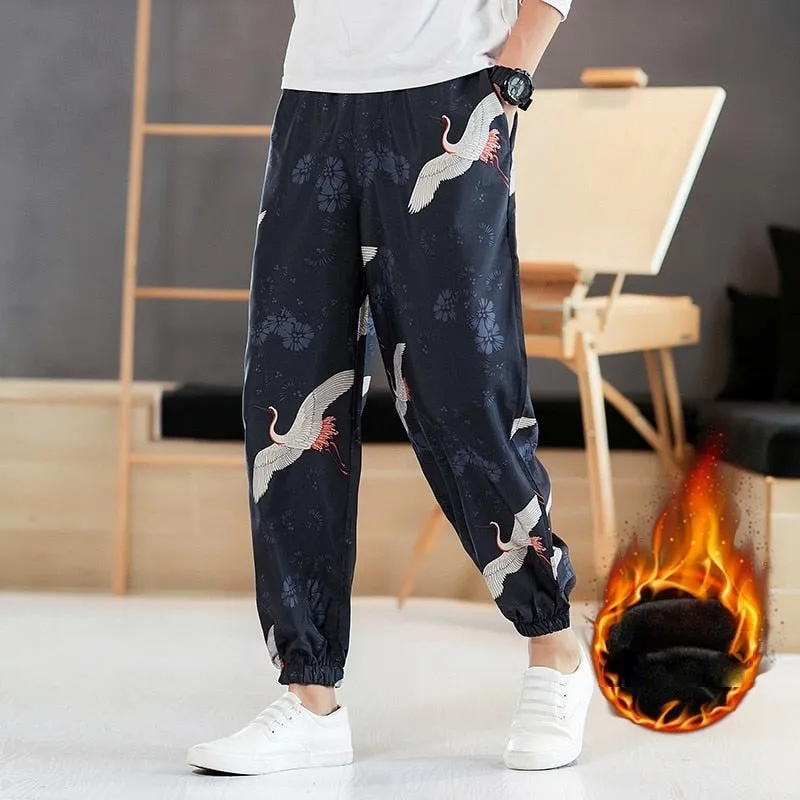 Thick Warm Chinese Style Men Jogger Pants