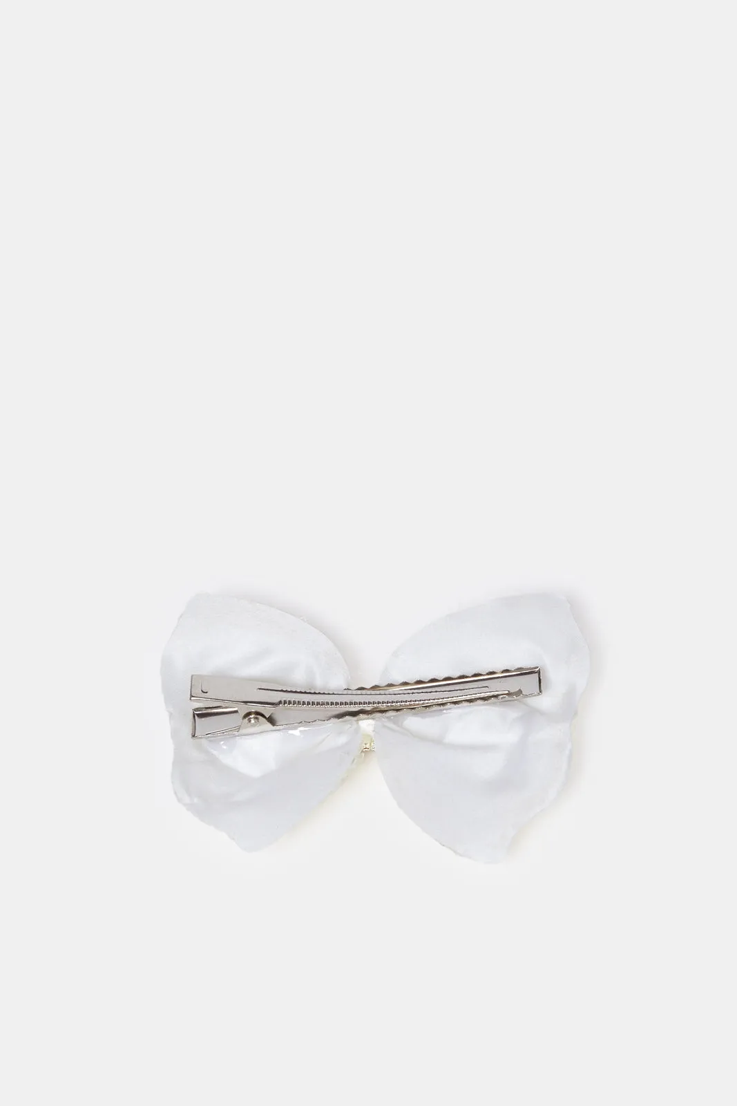 Women White Embellished Hair Clip