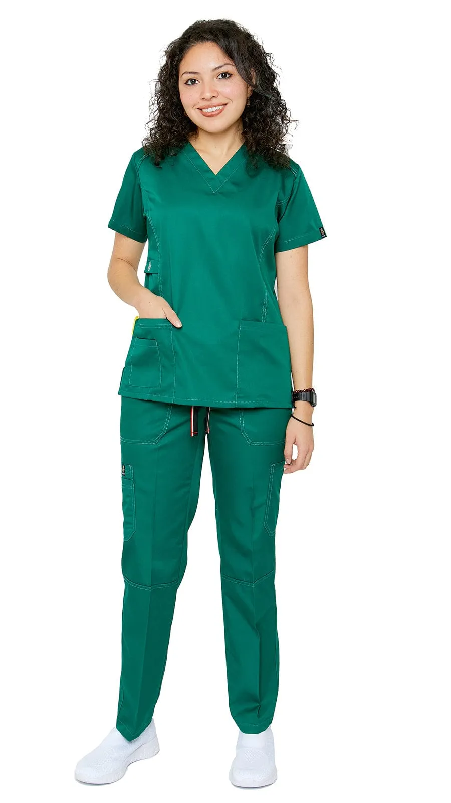 Women's Designer Slim Fit Contrast Medical Scrubs - Style 804