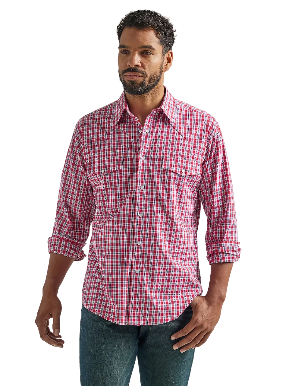 Wrangler Men's Western Snap Plaid Shirt -Big