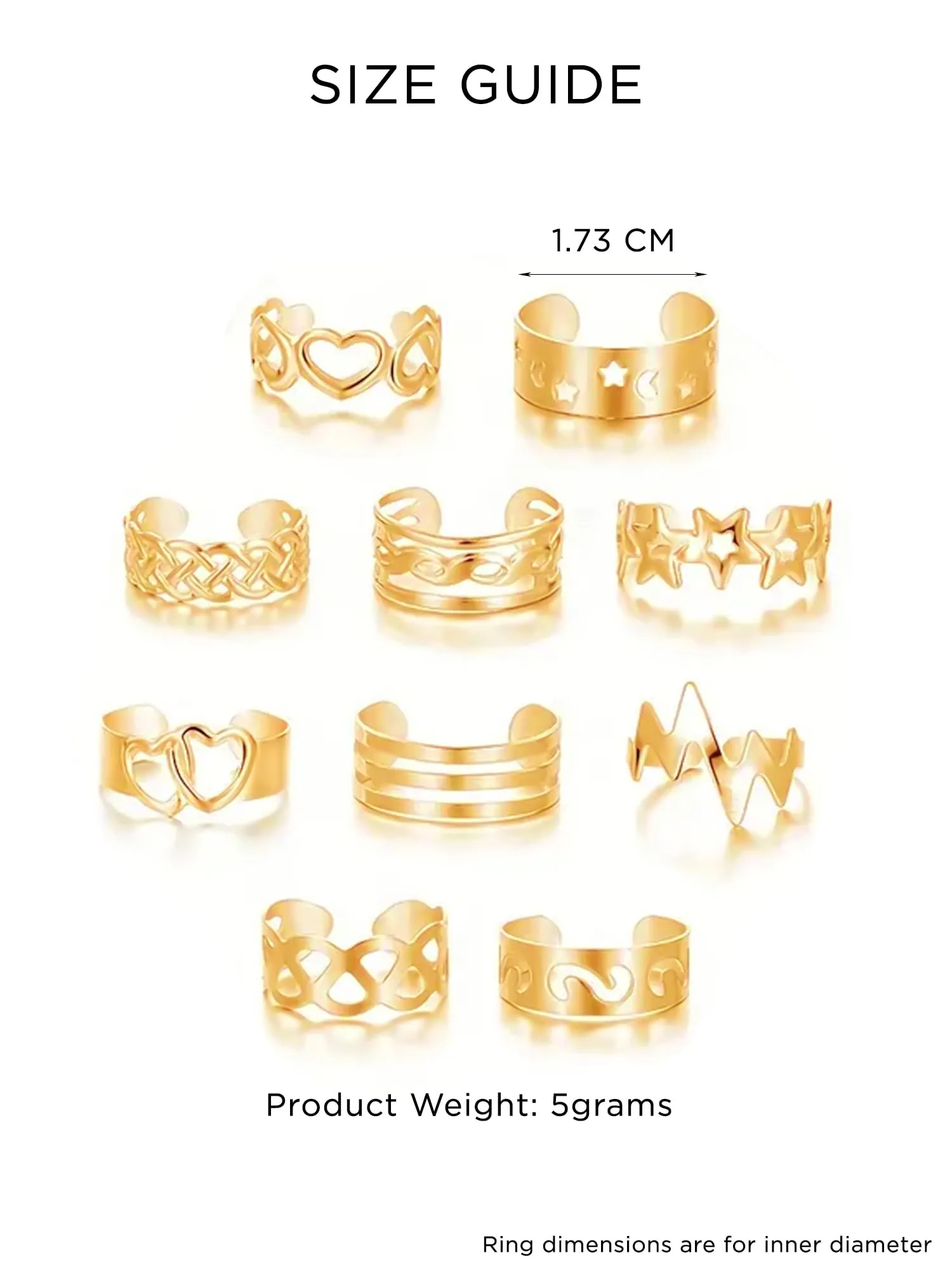 Yellow Chimes Golden Toe Rings for Women | Gold Plated Toe Ring Set | Bichiya for Women 10 Pcs Combo Set | Accessories Jewellery for Women | Birthday Gift for Women Anniversary Gift for Wife